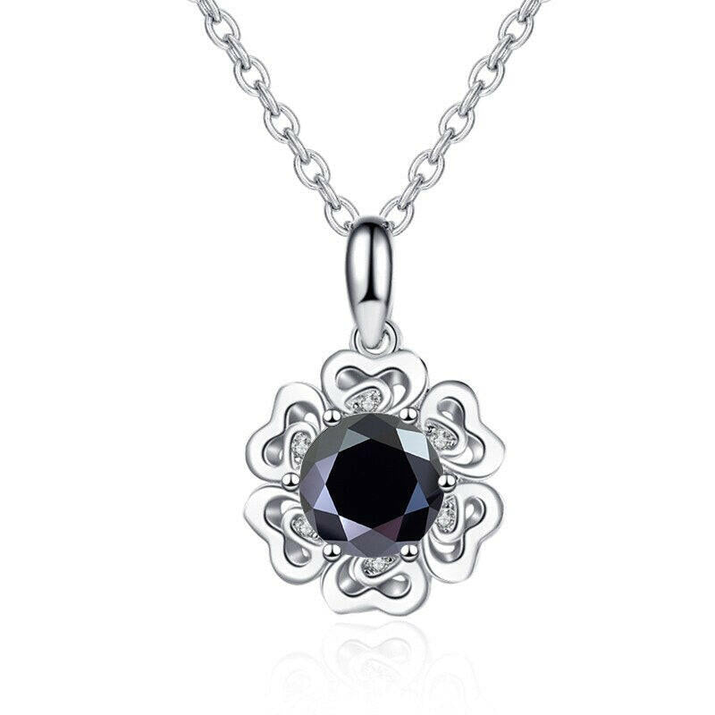 1.0 Ct Diamond Flower Pendant Necklace-Evani Naomi Jewelry