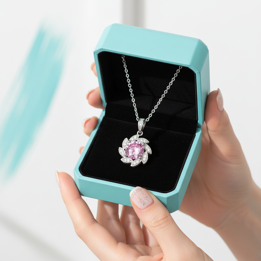 1.0 Ct Tourmaline Birthstone Flower Pendant Necklace - Evani Naomi Jewelry