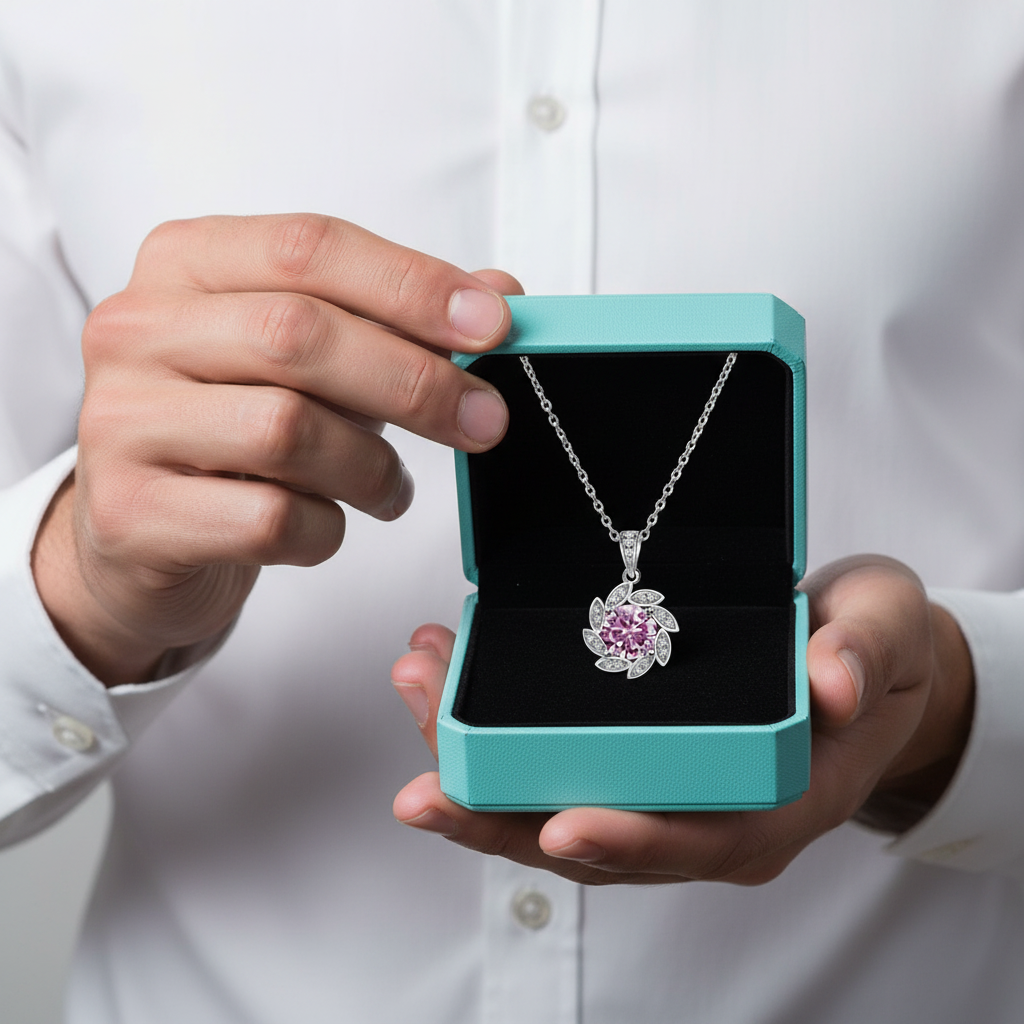 1.0 Ct Tourmaline Birthstone Flower Pendant Necklace