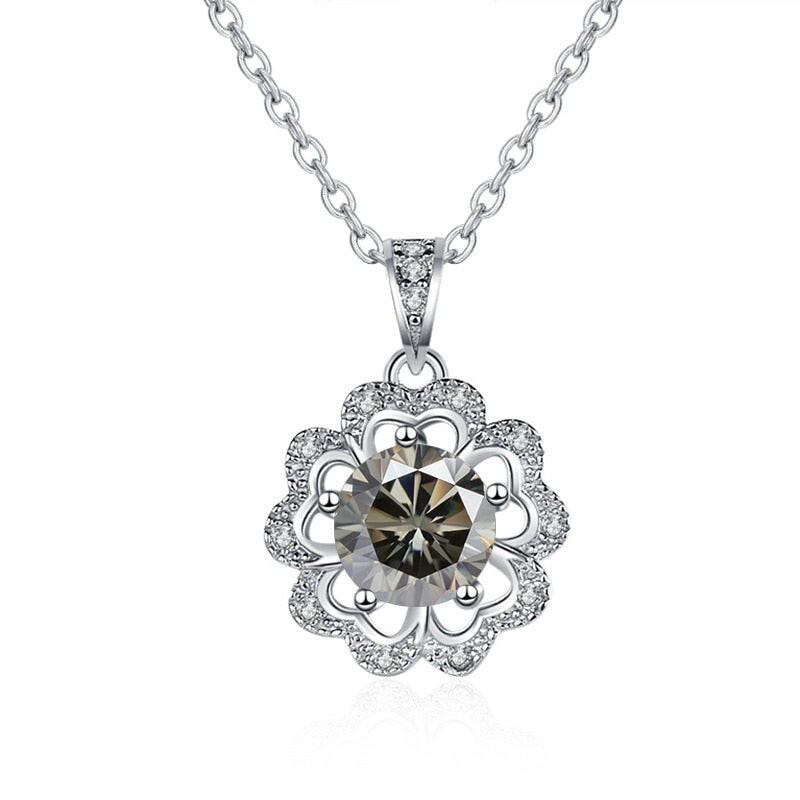 1.0 Ct Diamond Flower Shaped Necklace-Evani Naomi Jewelry