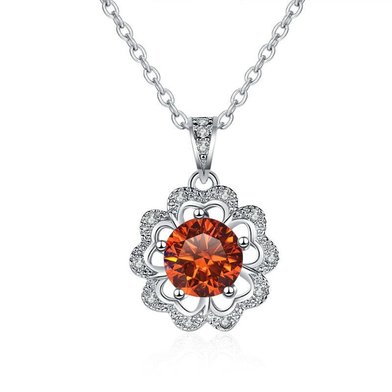1.0 Ct Diamond Flower Shaped Necklace-Evani Naomi Jewelry