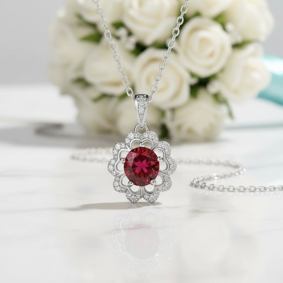 1.0 Ct Diamond Flower Shaped Necklace-Evani Naomi Jewelry