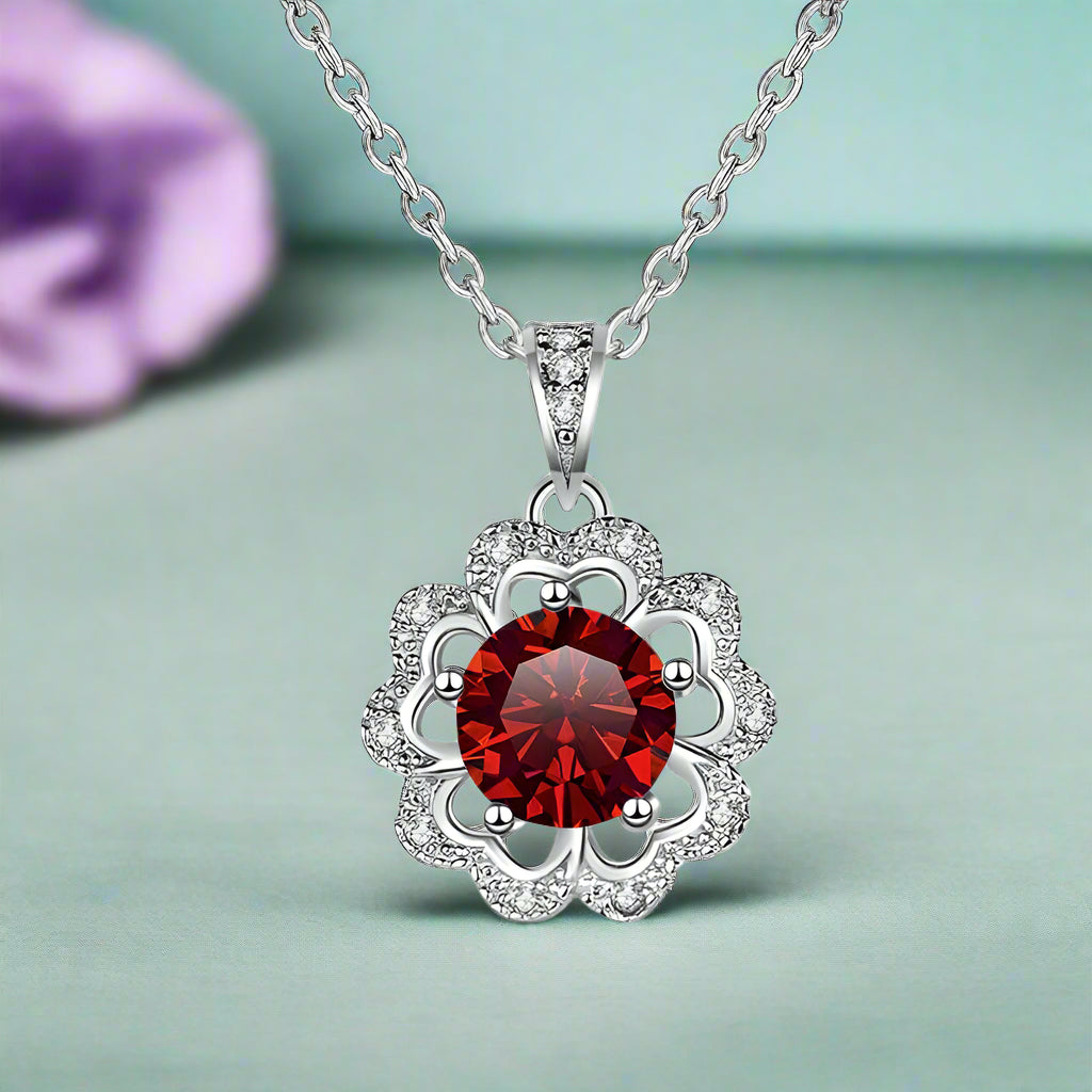 1.0 Ct Diamond Flower Shaped Necklace-Evani Naomi Jewelry