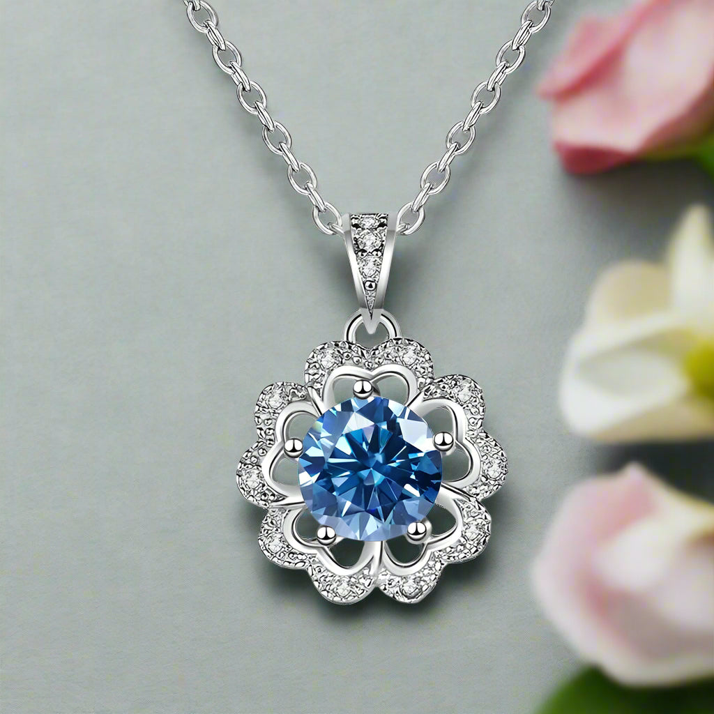 1.0 Ct Diamond Flower Shaped Necklace-Evani Naomi Jewelry