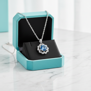 1.0 Ct Sapphire Birthstone Flower Shaped Necklace-Evani Jewelry
