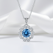 1.0 Ct Sapphire Birthstone Flower Shaped Necklace-Evani Jewelry