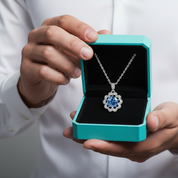 1.0 Ct Sapphire Birthstone Flower Shaped Necklace-Evani Jewelry