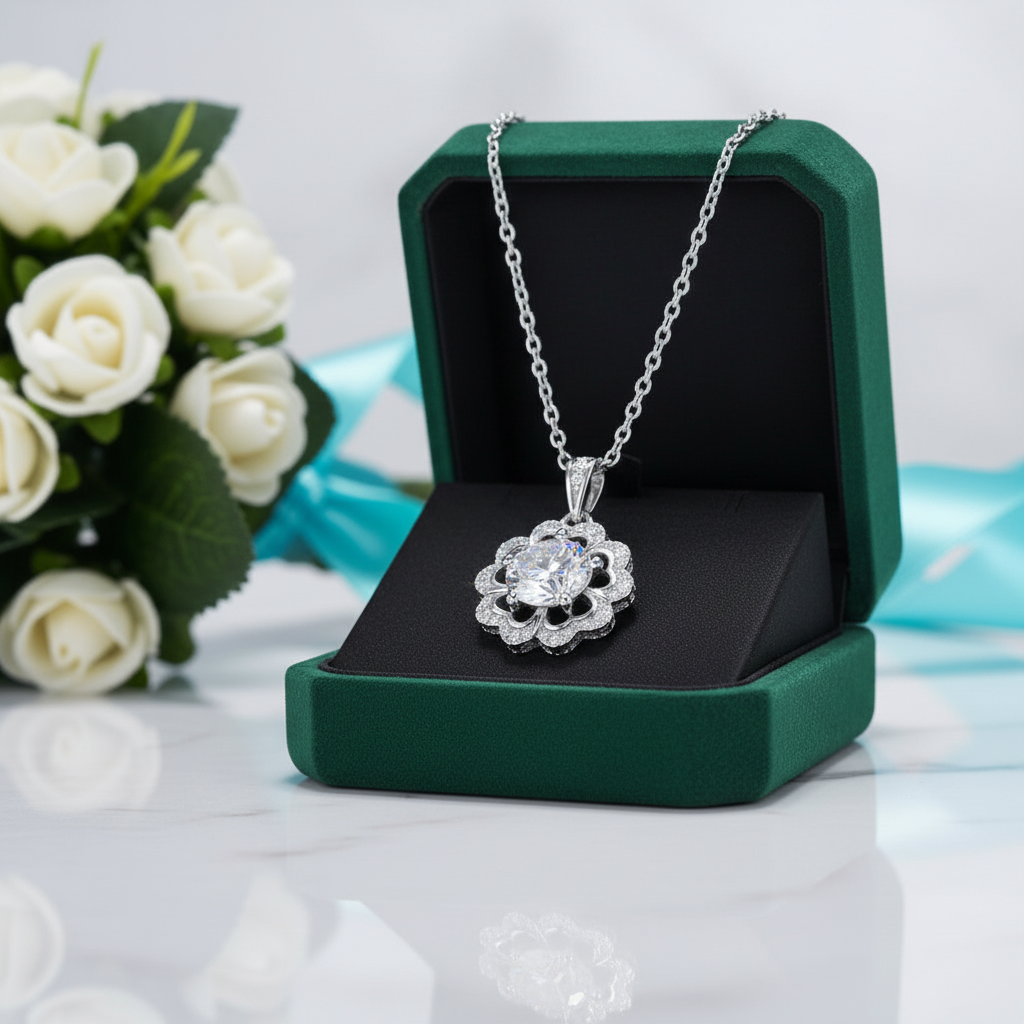 1.0 Ct Diamond Option Flower Shaped Necklace