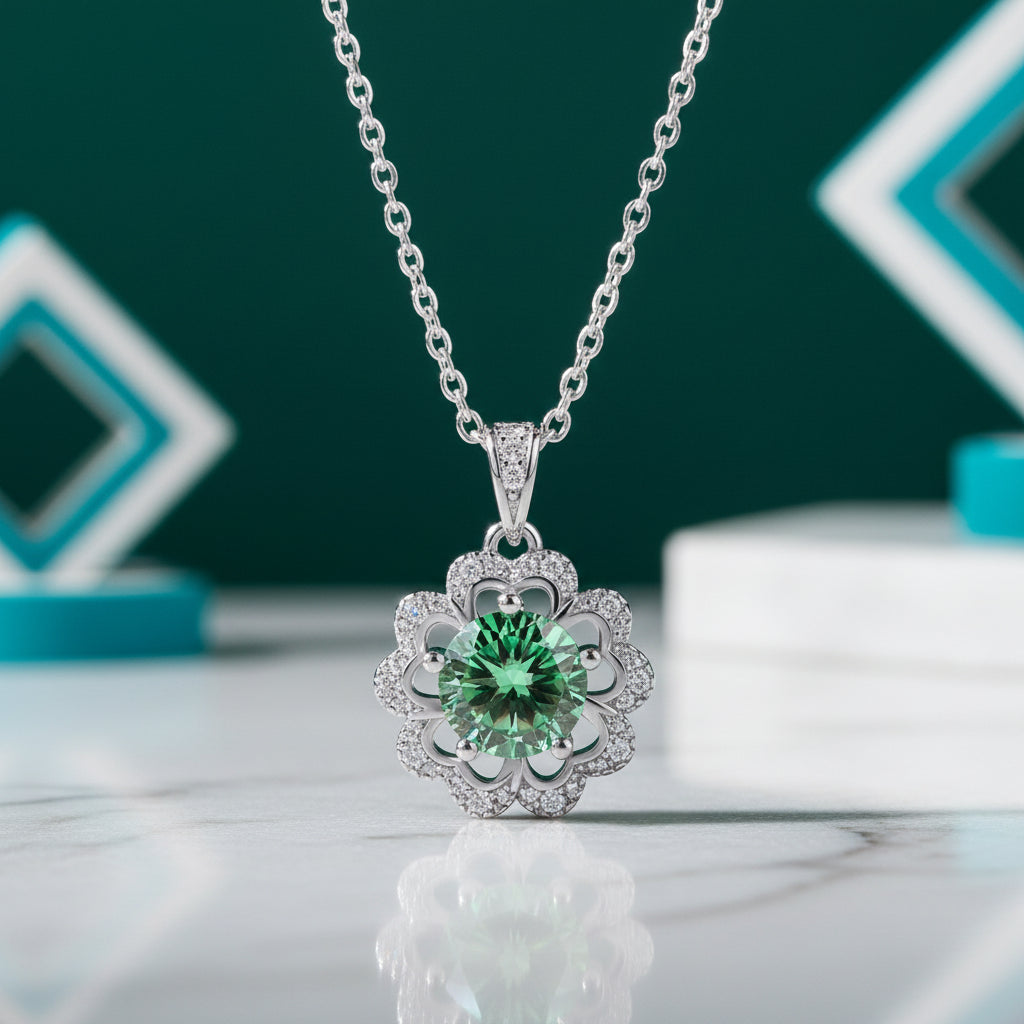 1.0 Ct Diamond Flower Shaped Necklace-Evani Jewelry
