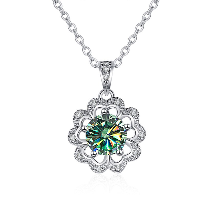 1.0 Ct Diamond Flower Shaped Necklace-Evani Naomi Jewelry