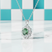 1.0 Ct Peridot Birthstone Flower Shaped Necklace-Evani Jewelry