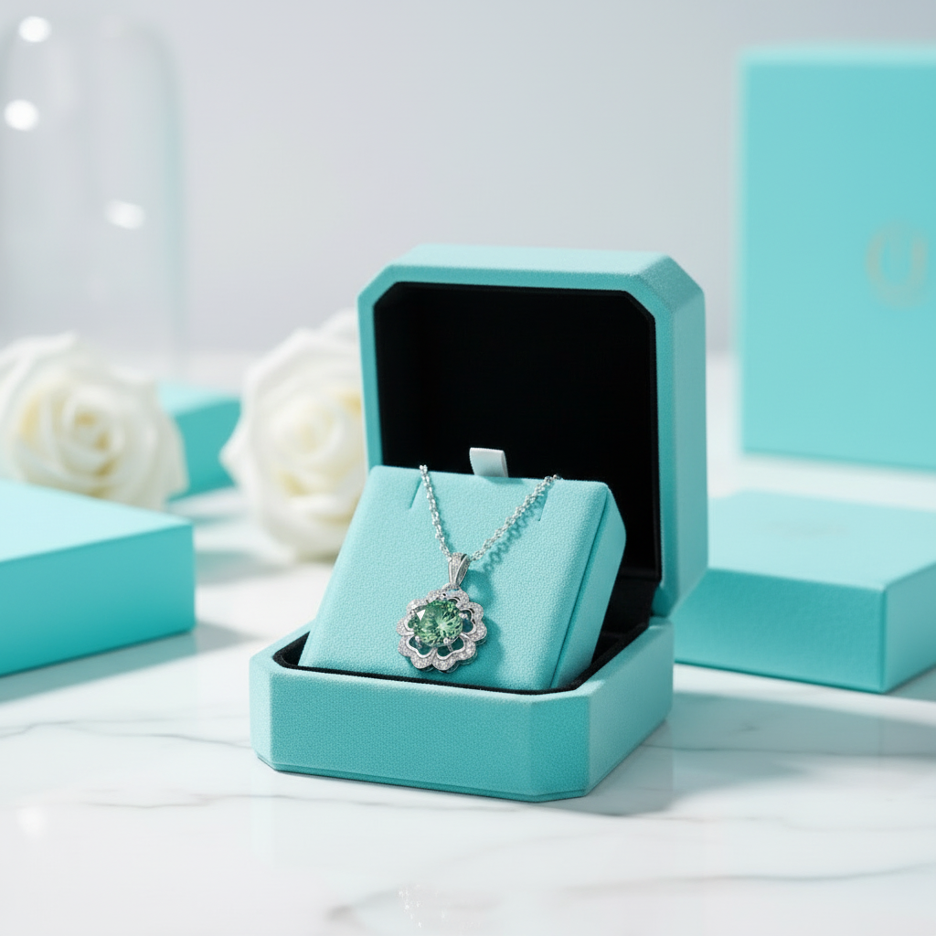 1.0 Ct Peridot Birthstone Flower Shaped Necklace-Evani Jewelry