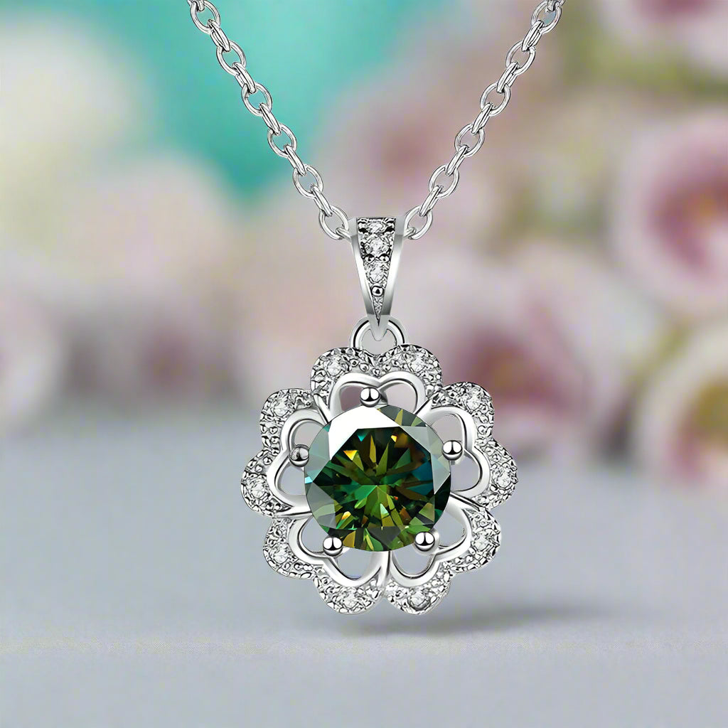1.0 Ct Diamond Flower Shaped Necklace-Evani Naomi Jewelry