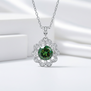 1.0 Ct Emerald Birthstone Flower Shaped Necklace-Evani Jewelry