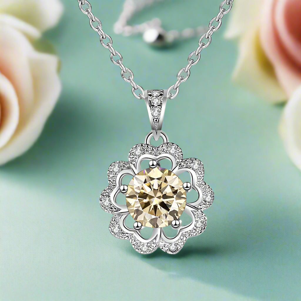 1.0 Ct Diamond Flower Shaped Necklace-Evani Naomi Jewelry