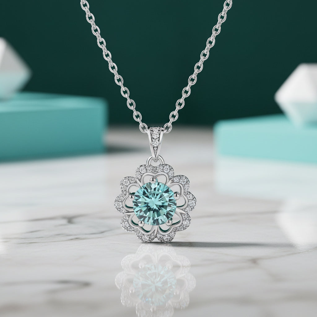 1.0 Ct Diamond Flower Shaped Necklace-Evani Jewelry