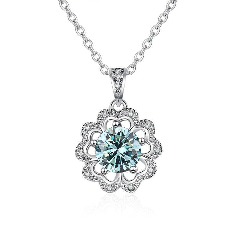 1.0 Ct Diamond Flower Shaped Necklace-Evani Naomi Jewelry