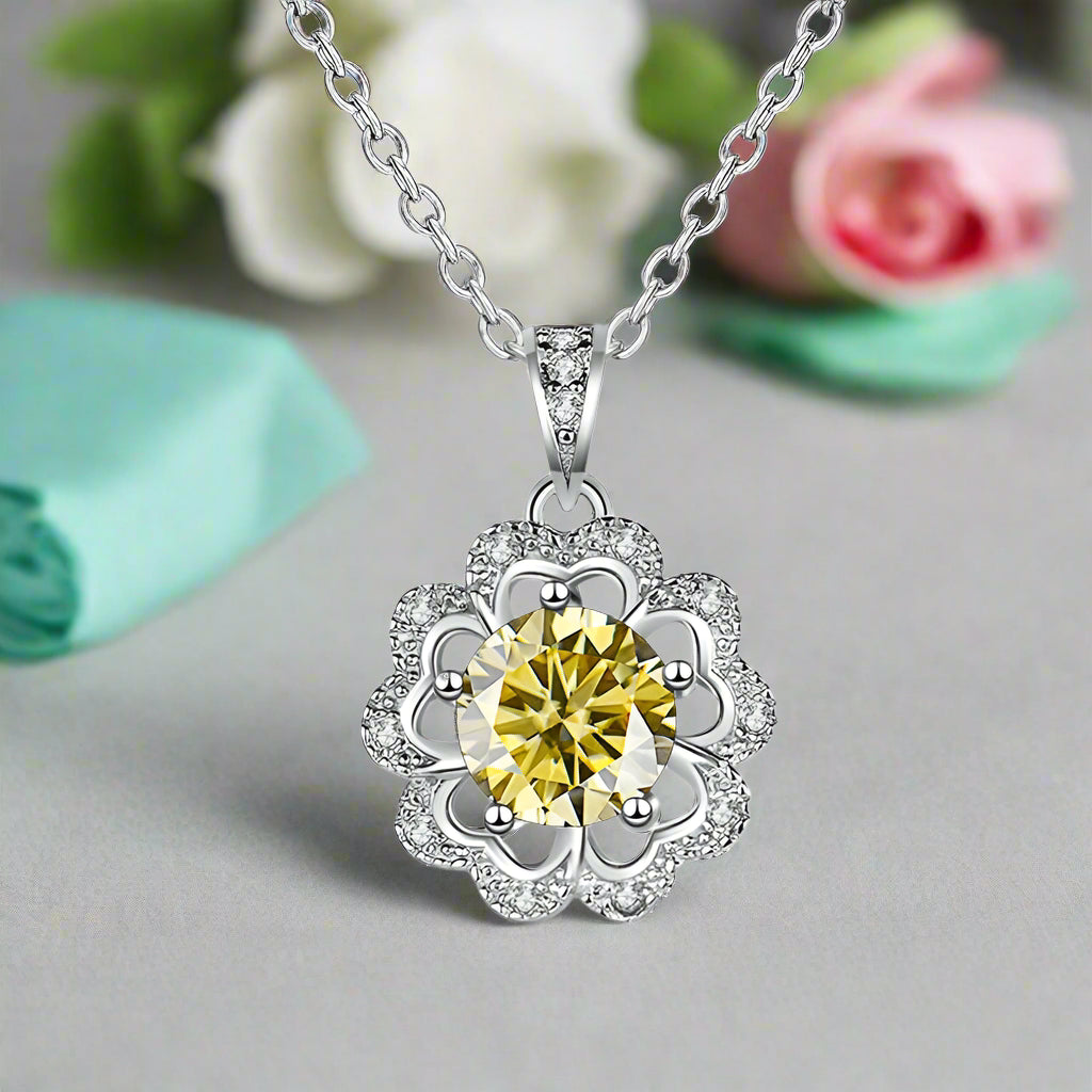 1.0 Ct Diamond Flower Shaped Necklace-Evani Naomi Jewelry