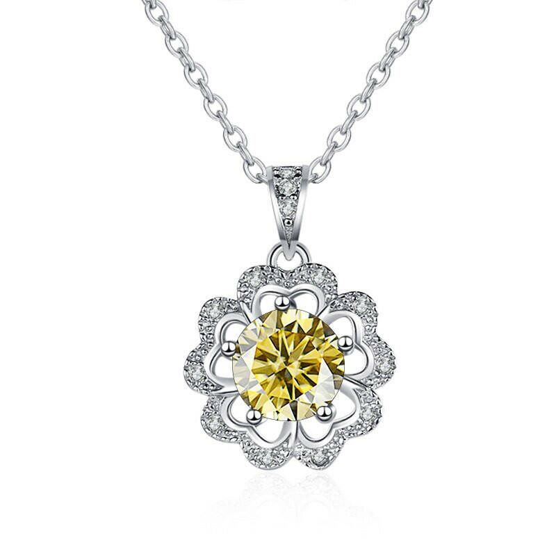 1.0 Ct Diamond Flower Shaped Necklace-Evani Naomi Jewelry