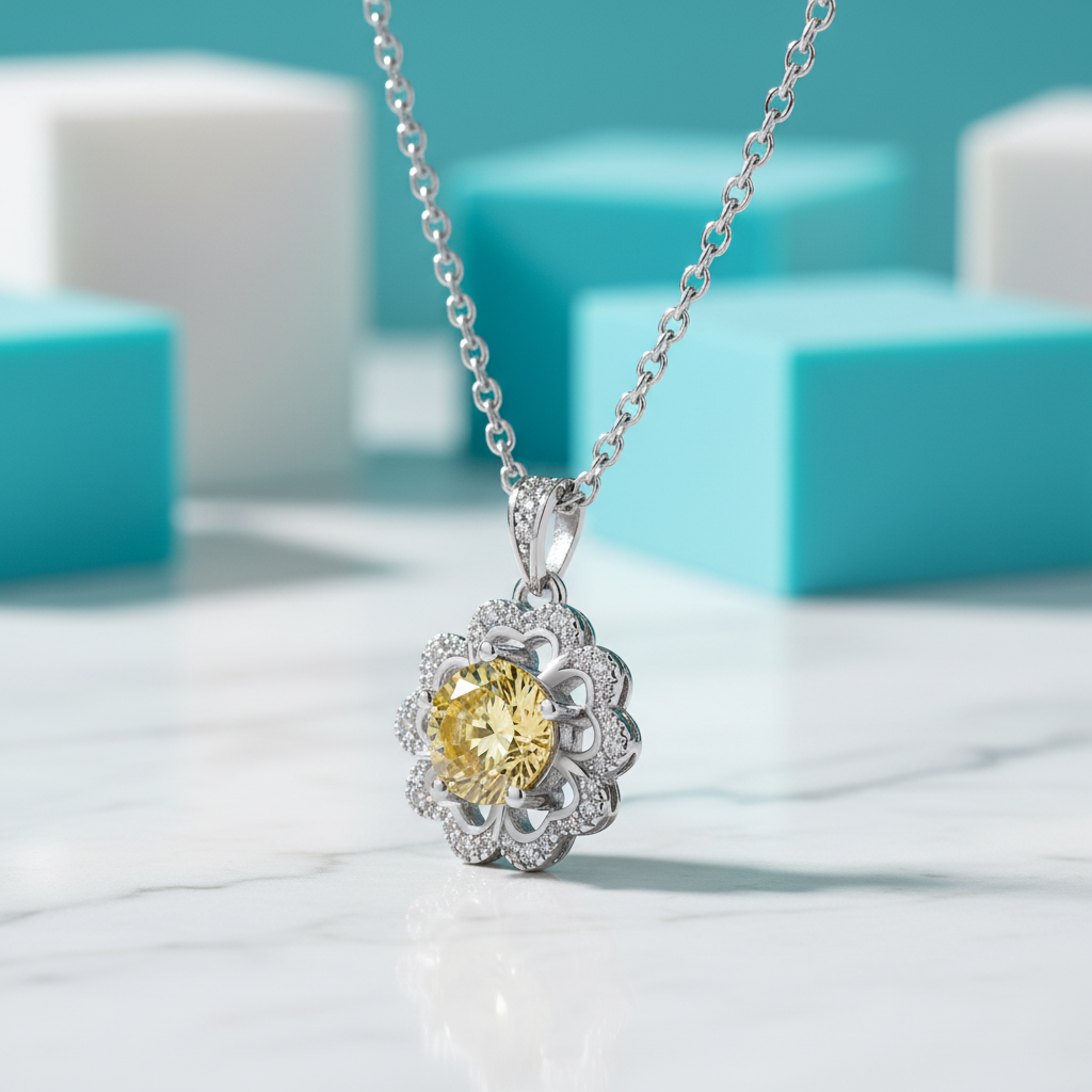 1.0 Ct Flower Topaz and Citrine Shaped Necklace