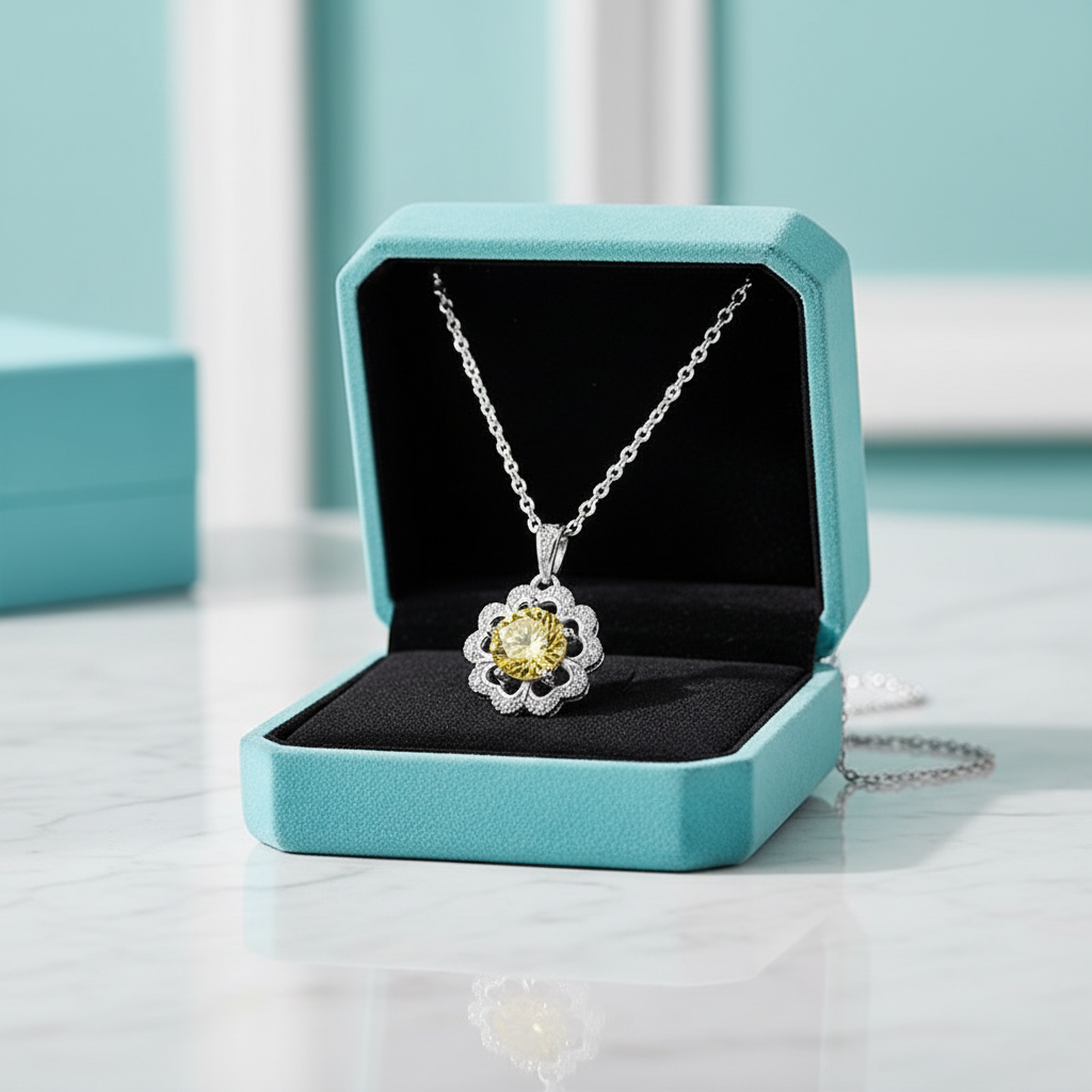 1.0 Ct Flower Topaz and Citrine Shaped Necklace