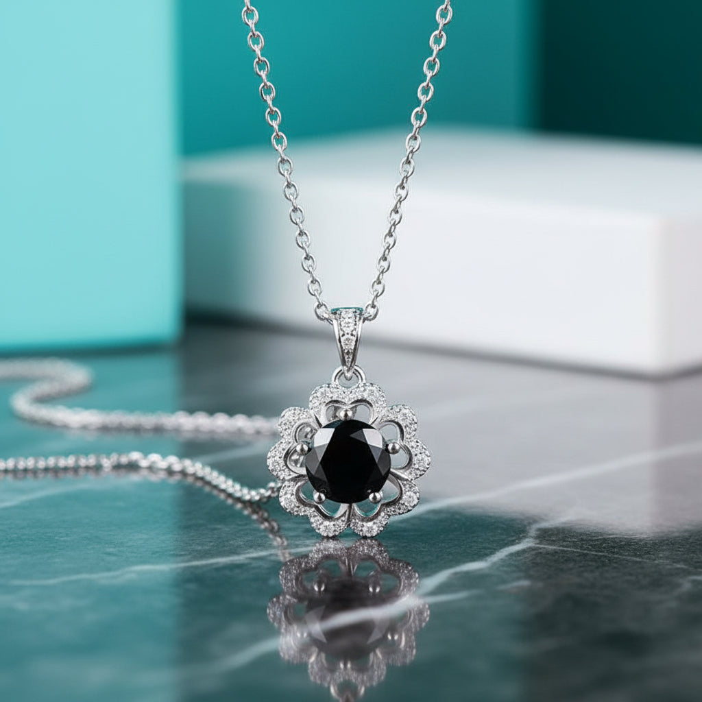 1.0 Ct Diamond Flower Shaped Necklace-Evani Jewelry