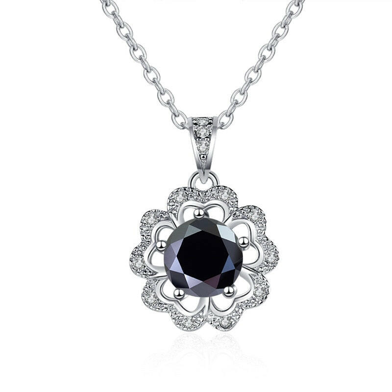 1.0 Ct Diamond Flower Shaped Necklace-Evani Naomi Jewelry