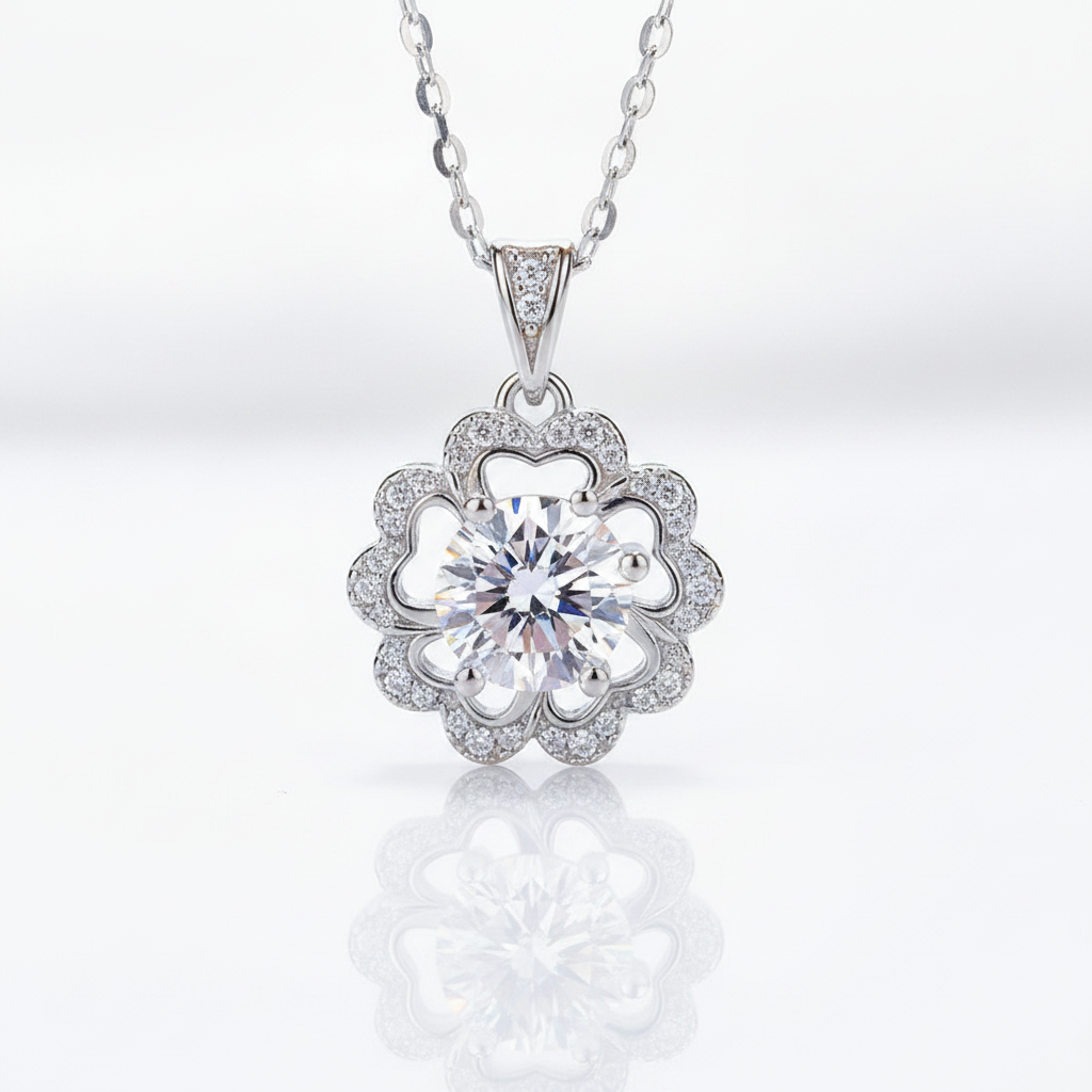 1.0 Ct Diamond Option Flower Shaped Necklace