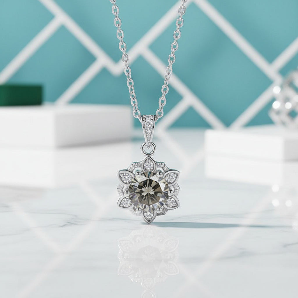 1.0 Ct Diamond Snowflake Pendant Necklace-Evani Jewelry