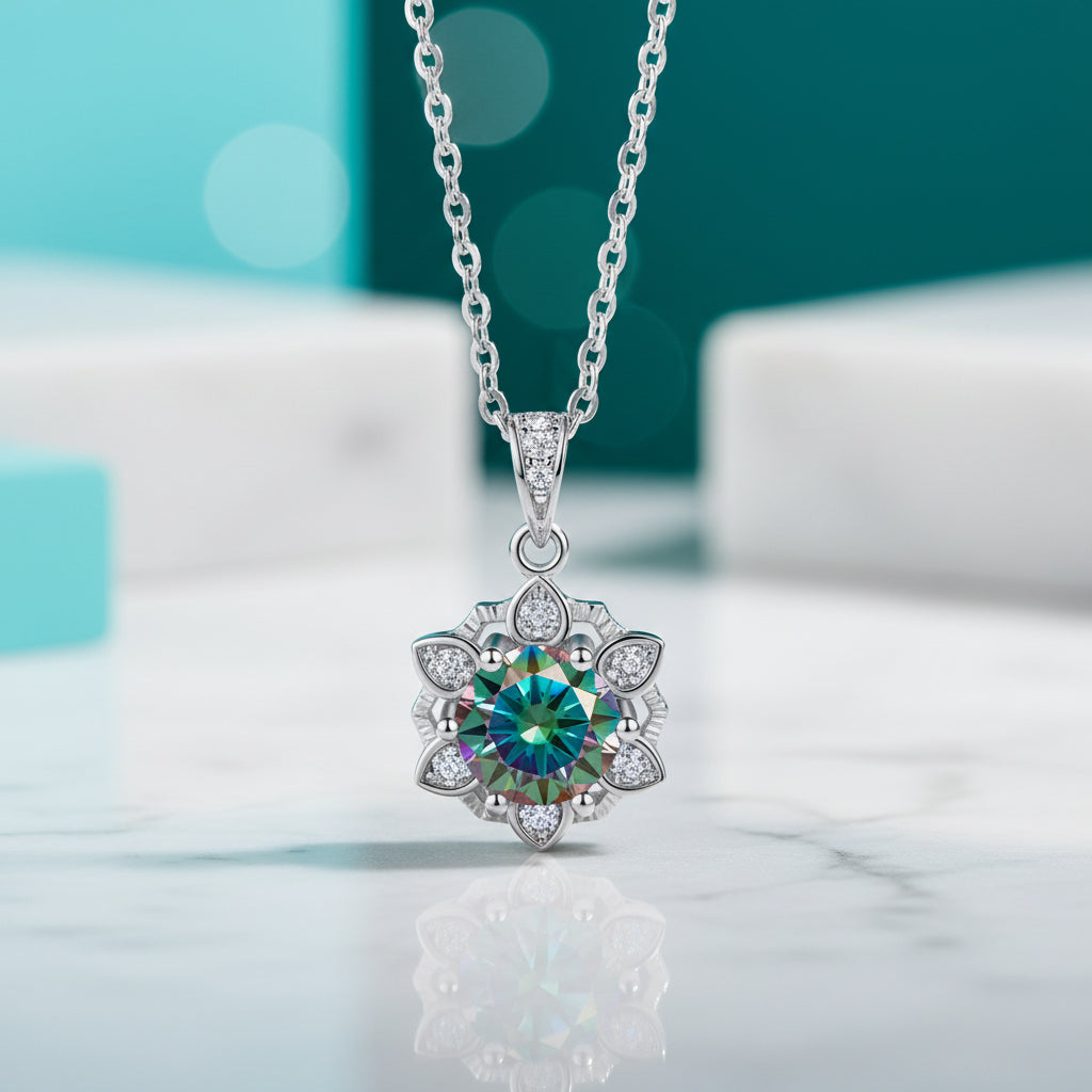 1.0 Ct Diamond Snowflake Pendant Necklace-Evani Jewelry