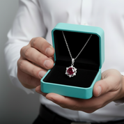 1.0 Ct Ruby Snowflake Pendant Necklace-Evani Jewelry