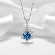 1.0 Ct Sapphire Birthstone Snowflake Pendant Necklace-Evani Jewelry