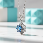 1.0 Ct Sapphire Birthstone Snowflake Pendant Necklace-Evani Jewelry