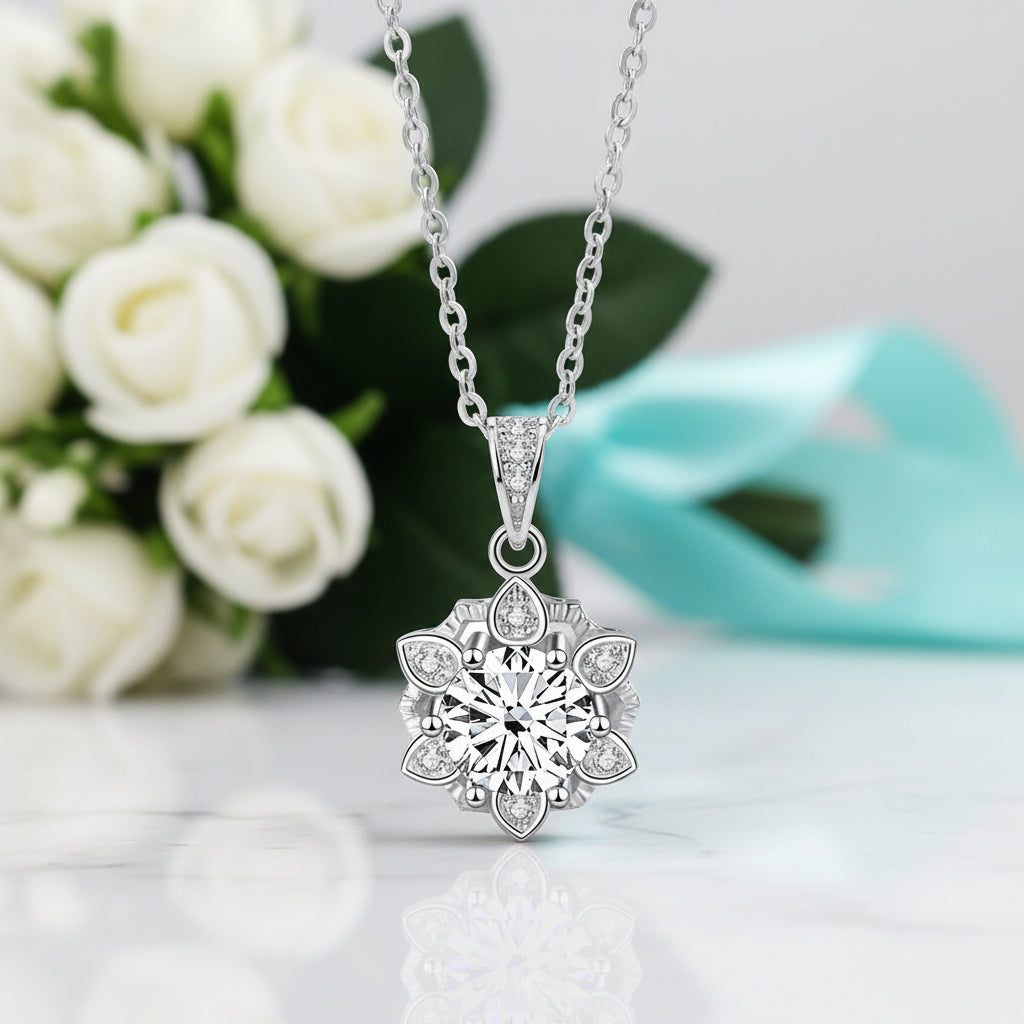 1.0 Ct Diamond Snowflake Pendant Necklace-Evani Jewelry