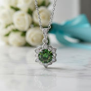 1.0 Ct Emerald Birthstone Snowflake Pendant Necklace-Evani Jewelry