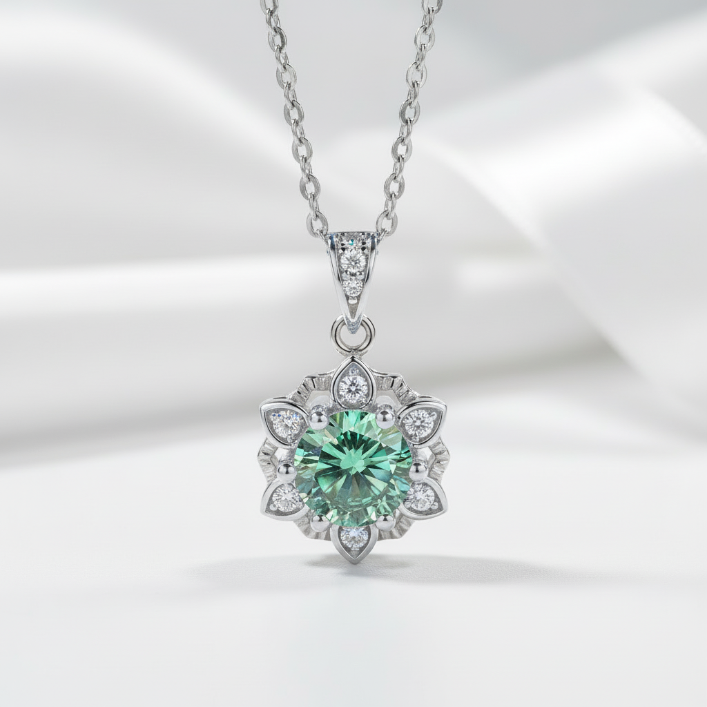 1.0 Ct Peridot Snowflake Pendant Necklace-Evani Jewelry