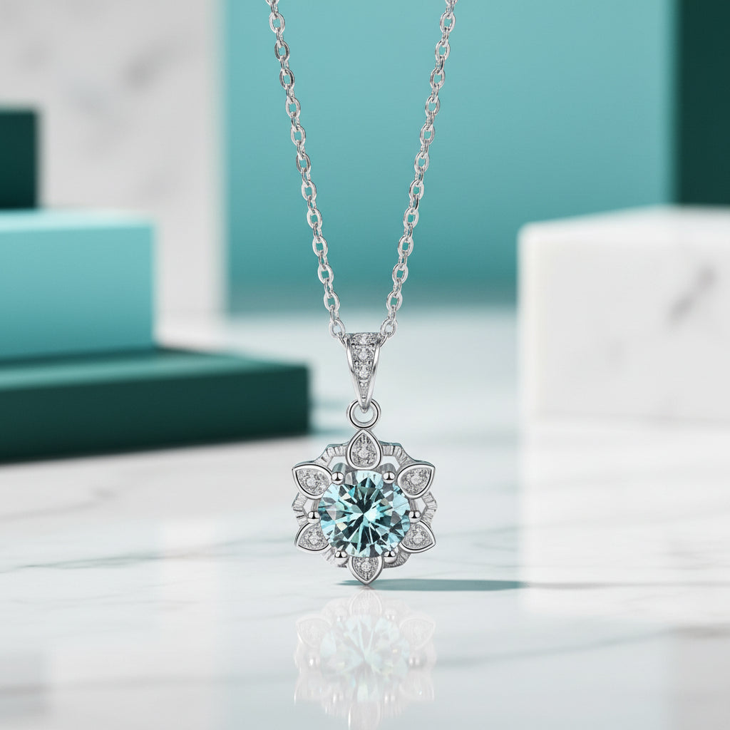 1.0 Ct Diamond Snowflake Pendant Necklace-Evani Jewelry