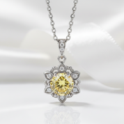 1.0 Ct Snowflake Topaz and Citrine Birthstone Pendant Necklace