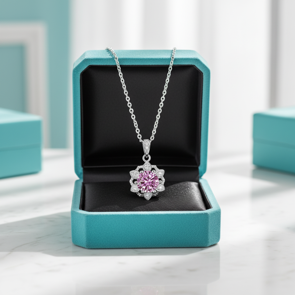 1.0 Ct Snowflake Tourmaline Birthstone Pendant Necklace - Evani Naomi Jewelry