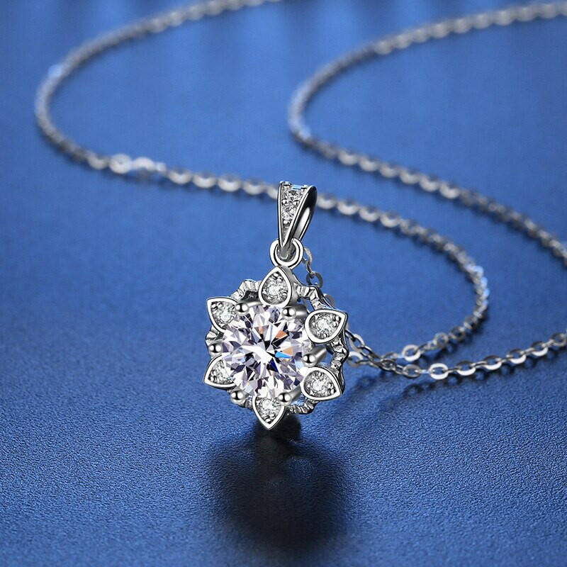1.0 Ct Diamond Snowflake Pendant Necklace-Evani Naomi Jewelry