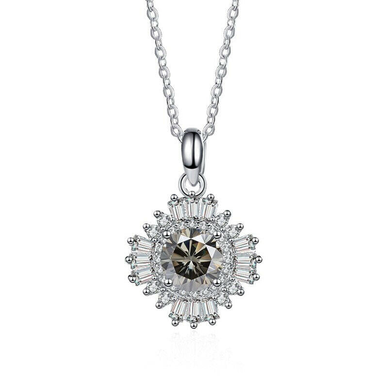 1.0 Ct Diamond Sunflower Pendant Necklace-Evani Naomi Jewelry