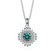 1.0 Ct Diamond Sunflower Pendant Necklace-Evani Naomi Jewelry