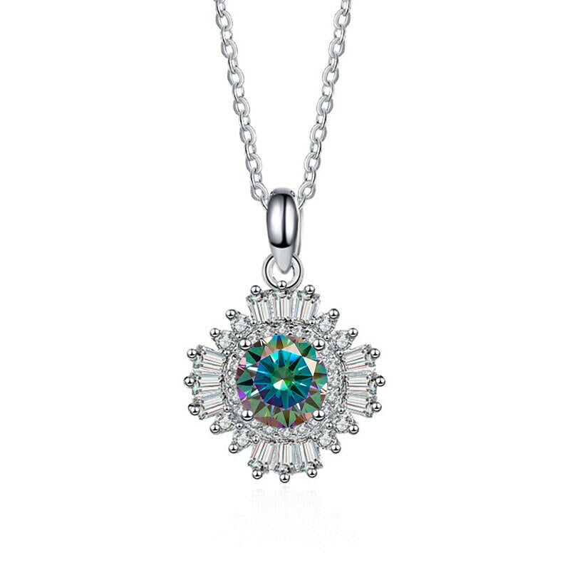 1.0 Ct Diamond Sunflower Pendant Necklace-Evani Naomi Jewelry