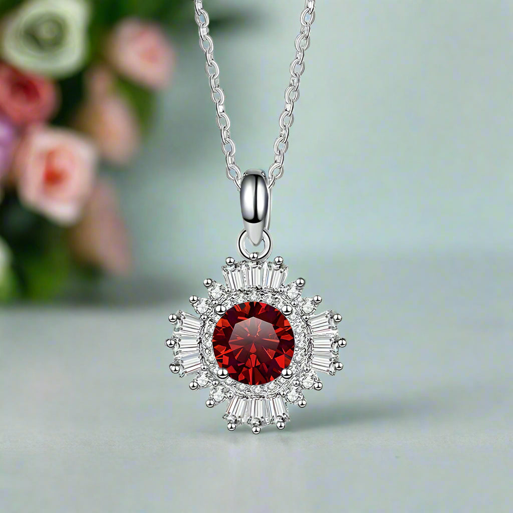 1.0 Ct Diamond Sunflower Pendant Necklace-Evani Naomi Jewelry