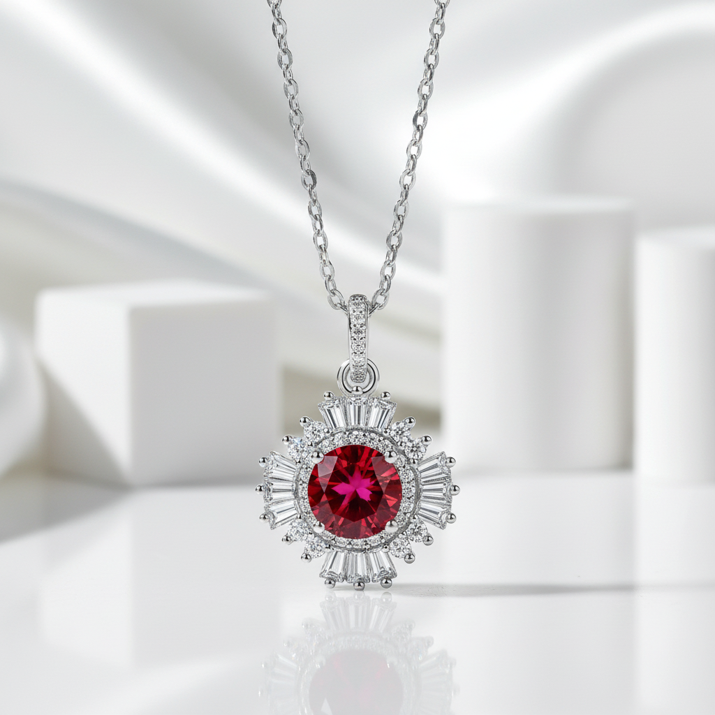 1.0 Ct Sunflower Garnet Pendant Necklace-Evani Jewelry