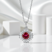 1.0 Ct Sunflower Garnet Pendant Necklace-Evani Jewelry