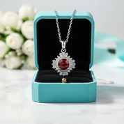 1.0 Ct Ruby Sunflower Pendant Necklace-Evani Jewelry