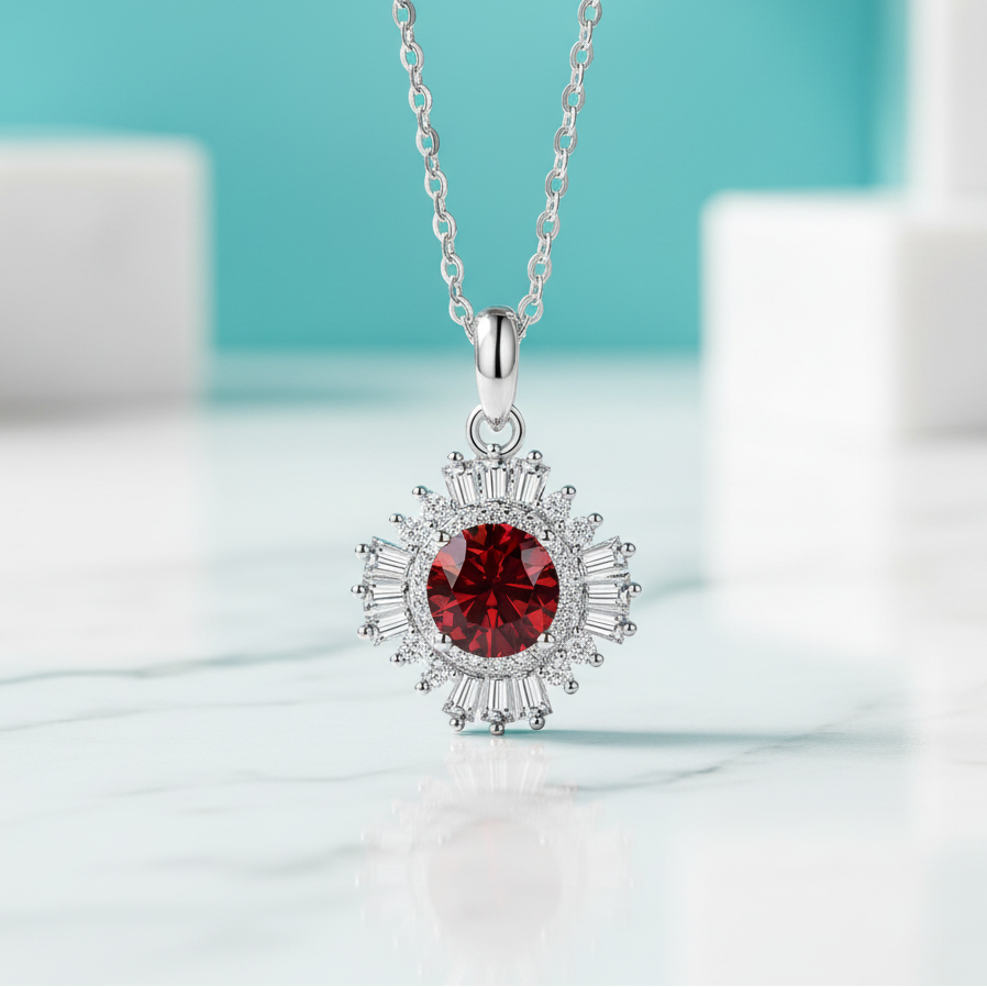 1.0 Ct Sunflower Garnet Pendant Necklace-Evani Jewelry