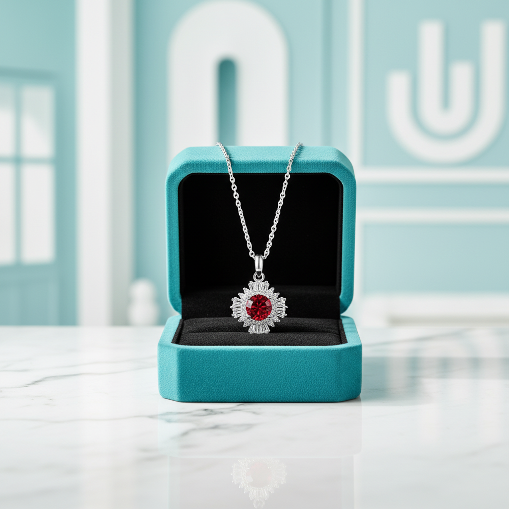 1.0 Ct Sunflower Garnet Pendant Necklace-Evani Jewelry