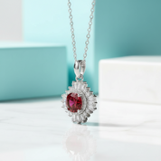 1.0 Ct Ruby Sunflower Pendant Necklace-Evani Jewelry